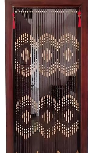 Eiauiuo Holz Perlenvorhang Tür Vorhang mit Perlen Insektenschutz Fliegenvorhang Balkontür Fadenvorhang Atmungsaktiv Belüftet Türvorhang für Zimmereingänge Veranden Flure(80x180cm(31 Stränge))