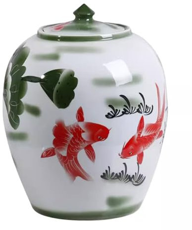 DUBTEDHOU Ceramic Rice Dispenser,Rice Cylinder with Lid, Grain Dispenser Rice Storage Container Ceramic Rice Bucket Cereal Dry Flour Bin Ceramic Rice Bucket with Sealed Lid Rice Storage Box(50KG)