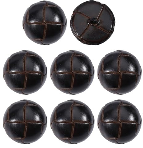 beinkmake 8Pcs Genuine Leather Covered Buttons 23mm Round Brown Decorative Shank Buttons for Sewing Blazers Suits Blouses Coats Jackets Uniform