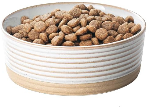 MIKIGEY Ciotole per cani in ceramica, 4 tazze, ciotola per cibo e acqua per cuccioli, cani di piccola e media taglia, simpatico piatto per cani, facile da pulire, bianco vaniglia