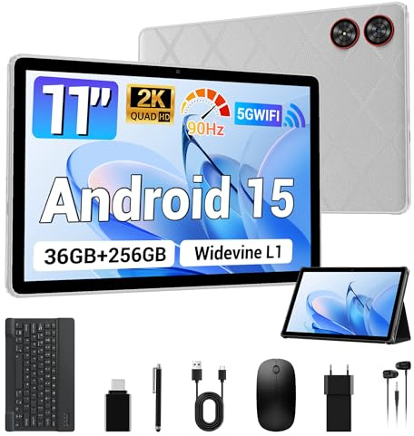 MAXLEGEN Tablet 11 Pollici Android 15, Schermo 2K IPS, 36GB+256GB/1TB TF, 5G WiFi, Octa-Core 90Hz, 8580mAh, 13MP, GPS, Tablets con Tastiera/Mouse/Penna/Auricolare/Case
