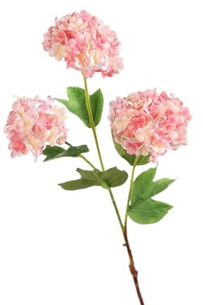 LOVDUSA Artificial Snowball Hydrangea - Realistic Fake Flowers for Home & Wedding Decoration(06#Orange)