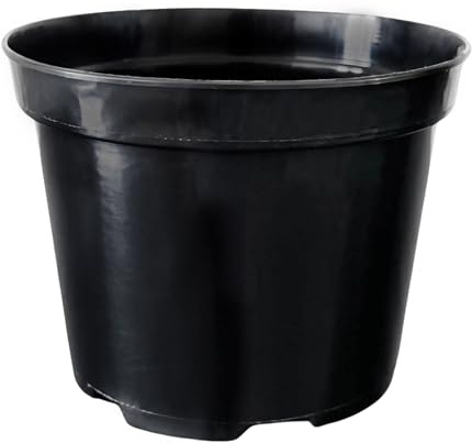 Growcery Round Black Plant Pots – Durable Plastic Nursery Pots for Indoor & Outdoor Gardening | Sizes: 1L, 3L, 5L, 7.5L, 10L, 15L, 20L, 25L | Ideal for All Plants (Round 5pcs, 10L)