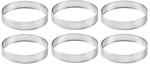 Giwnhvx Lot de 6 moules ronds de 20 cm en acier inoxydable pour gâteau, mousse, tarte, pizza, dessert, décoration de cuisine, outil de cuisson