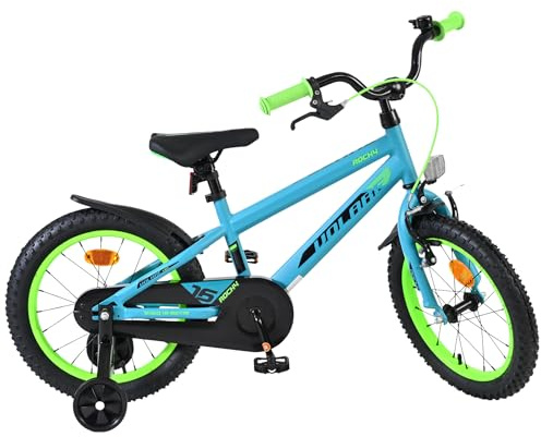 Volare Rocky Kinderrad Jungen, 12-14-16-18 Zoll, 3-7 Jahre | Handbremse & Rücktrittbremse, Abnehmbare Stützräder, Kettenschutz, Reflektoren, Verstellbarer Sattel, Klingel