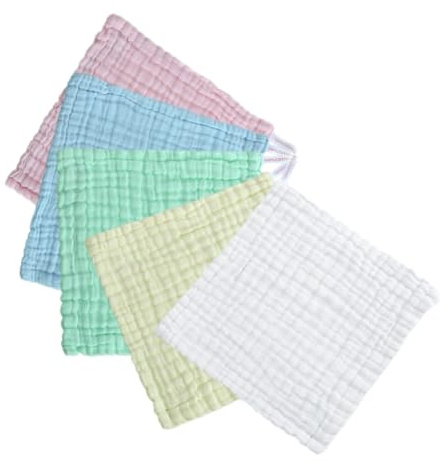 HONITANO Musselin Waschtücher Baumwollwaschlappen für Neugeborene und Kleinkinder Saugfähig und Multifunktional 5 Stück with Starker Absorption Weiche und Einfache für Babys
