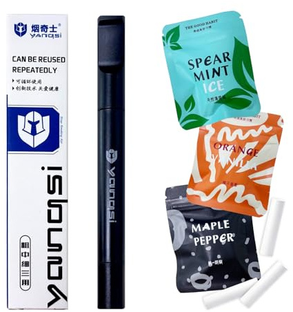 Juego de filtros de sabor para dejar de fumar, sin nicotina, juego de filtros de sabor con 3 filtros de sabor, repuesto para cigarrillos, sin humo, ayuda, menta, naranja, pimienta
