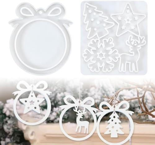 YUVKIN Stampi in Silicone Natale Ciondoli Fiocco di Neve Albero di Natale Stelle Renna Stampi in Gesso per Creazioni e Decorazioni Natalizie