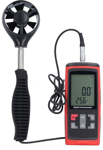 Luocute Anemómetro Portátil, Medidor de Velocidad del Viento Digital Guíes de Medidor de Aire Tester de Velocidad de Flujo de Aire para la Operación del Mar, Medidores de Temperatura de