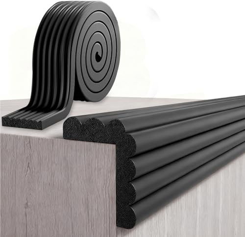 Paraspigoli per bambini, in schiuma, paraspigoli del tavolo, autoadesiva, per bambini, letto, davanzale e scrivania, mobili (Nero, 5M X 8CM)