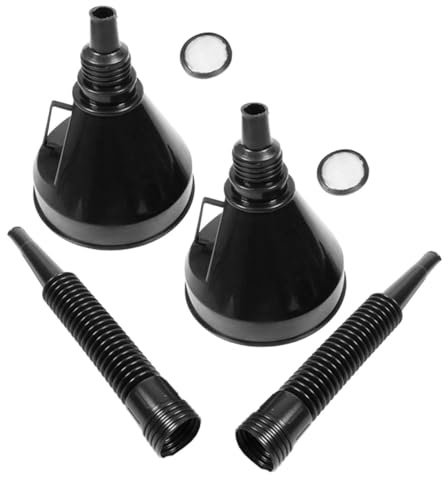 Warmhm Entonnoirs à Carburant 2 Pièces Grandes Ouvertures 165 Mm Noir pour Moto et Voiture Usage Garage Atelier Transmission Huile Moteur