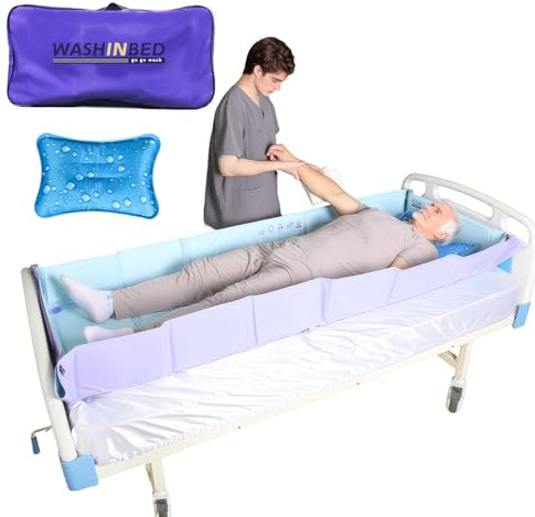 EHUCONELDEX Bed Portable Bathtub for Bedridden Patients,Collapsible Bedside Bath for Elderly & Disabled, Full Body Wash, Foldable Shower Bed for Home or Hospital (74x24x8)