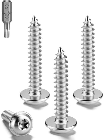 60 Stück Blechschrauben Torx M4 x 25mm, A2 V2A Tellerkopf Holzschrauben Edelstahl Selbstschneidende Schrauben, Linsenkopfschrauben Holz Rundkopfschrauben Panhead Flachkopfschrauben mit T20 Bit