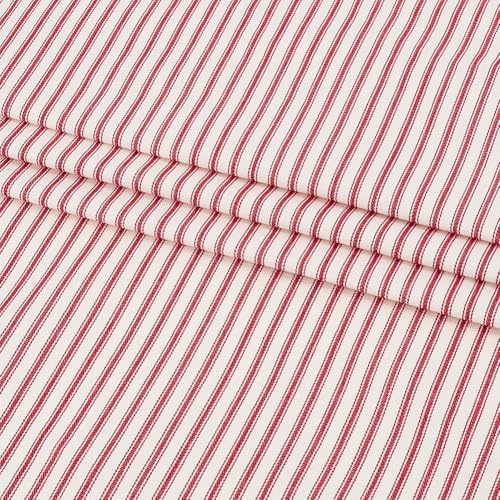 AHANDMAKER Tela de rayas de algodón de 1 metro, 152 cm de ancho, tejido de tictac, estilo moderno, para tapicería, mesa, toallas, cojines, accesorios de costura, color rojo