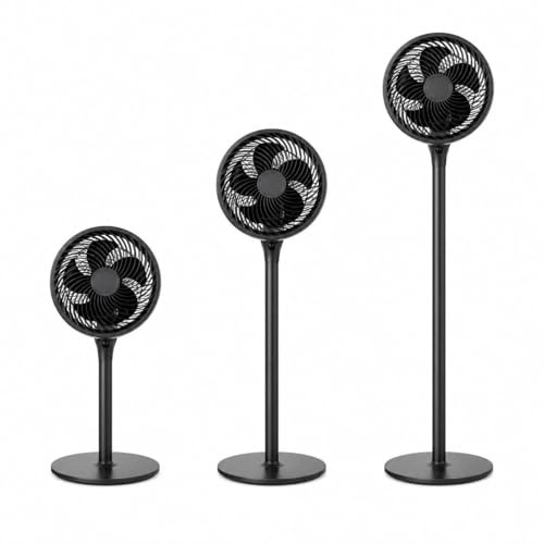 RAYPOW Ventilador de Pie 10 Pulgadas 25,4 cm, 80W, Altura Ajustable 55/80/110 cm, 3 Velocidades, 5 Aspas de Plástico, Rejilla Protectora y Base Pesada, Silencioso para Dormitorio Oficina Salón, Negro