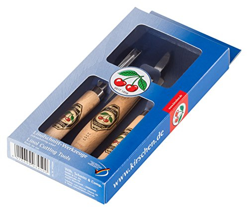 KIRSCHEN Werkzeuge 3450000 | Set di taglio linoleico, 3 pezzi: piede e verdello + coltello