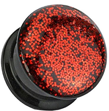 Piercingfaktor Ohr Plug Flesh Tunnel Piercing Ohrpiercing Schraub Schraubverschluß Kunststoff Phosphor Epoxy Glitter 5mm Rot