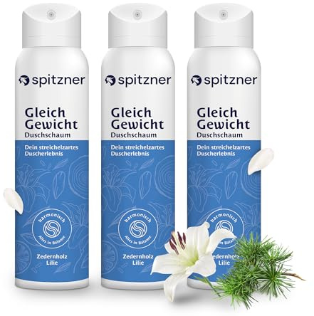 Spitzner Duschschaum – Harmonisierende Wellness-Dusche , sanft reinigender Schaum, hautverträglich und 100% vegan (Balance, 150 ml (3er Pack))