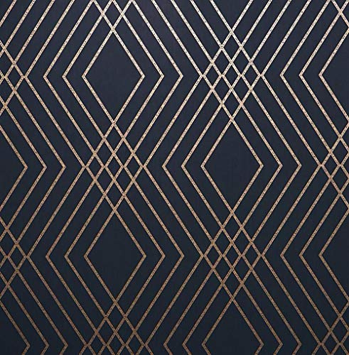 Shard Trellis Wallpaper Gold Navy Blue Geometric Metallic Fine Decor from YöL