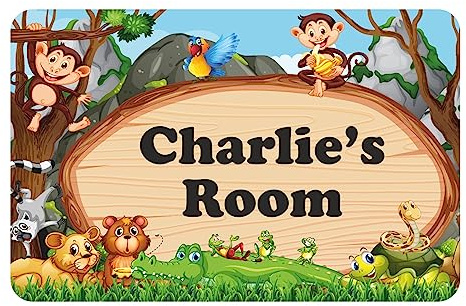Forest Zoo Kids Bedroom Door Sign Personalised For You - Any Name! Door Plaque,Girls/Boys,Nursery,Decor,Kids Room,Animals