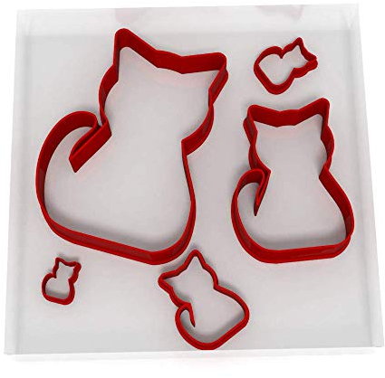 Custom Cutters Cat Shape Cutters | Set of 5 Plastic Cutter for Baking, Fondant, Clay, Pastry, Icing, Jewellery (1.5/2/3/5/8CM)