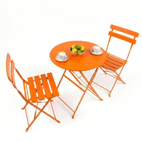 Harbour Housewares 2 Places Sussex Bistro Set - Chaises Table Pliante Patio extérieur Meubles de Jardin - Round - Orange