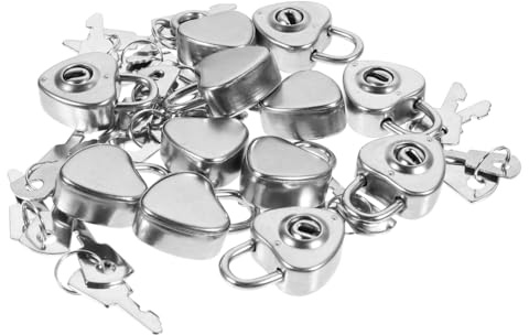 Angoily Heart Shaped Mini Padlock with 2 Keys Rustproof Metal Security Lock for Suitcase Diary Cabinet Portable 1.18X0.83X0.39 Inch