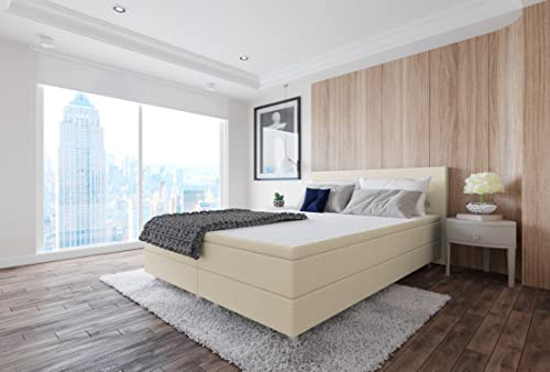 Best For Home Boxspringbett | Doppelbett mit 7-Zonen Bonnell-Federkernmatratze und Topper | Boxspringbett 90x200 mit Stauraum für Schlafzimmer | In verschiedenen Größen und Farben erhältlich