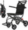 Wisging Fauteuil roulant de transport ultra léger – Fauteuil roulant pliable portable avec frein à main – Chariots pour personnes âgées en avion de voyage