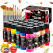 Fantastory Pinturas Acrilicas 24×60ml,12 pinceles; acrylic paint;Resistente al agua,alta resistencia a la luz,no tóxico;Para manualidades,lienzos,madera;profesionales, principiantes [SerieProfesional]