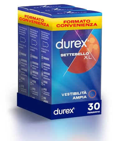 Durex Settebello XL, Preservativi Extra-Large, 30 Profilattici