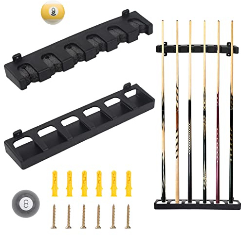 Jetisva Support mural pour 6 queues de billard - Noir - Verticale - Pour barres de table et joueur de club