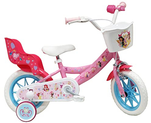 Disney 12 tum Princess barncykel utrustad med 1 flickbroms, rosa