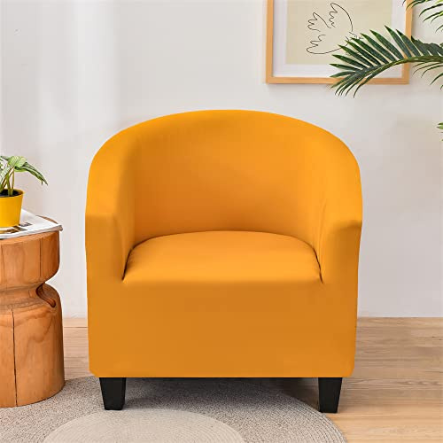 Morbuy Copripoltrona 1 Posto Elasticizzato Universale, Poltrona Club da Cocktail Chesterfield Lavabile Rimovibile Antiscivolo Copertura con Braccioli (Giallo Terra)