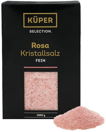Küper Selection 1000g Kristallsalz rosa fein - rosa Speisesalz zum Würzen und Verfeinern – 100% natürliches Salz