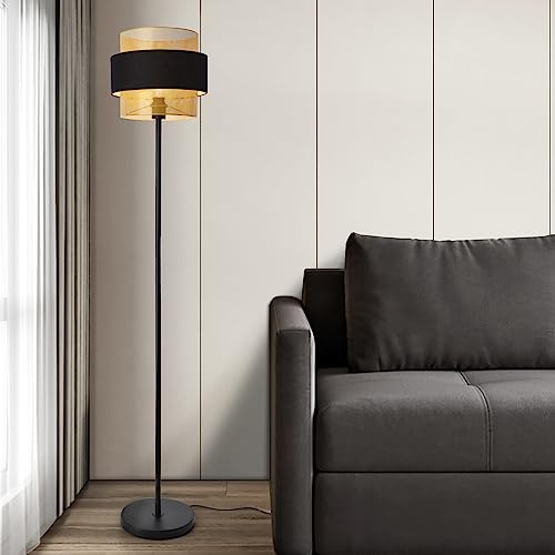 lux.pro Stehleuchte Albans 160 x 30 cm Bodenlampe ür Wohnzimmer Büro Schlafzimmer 1-flammig Leselampe Schwarz/Gold