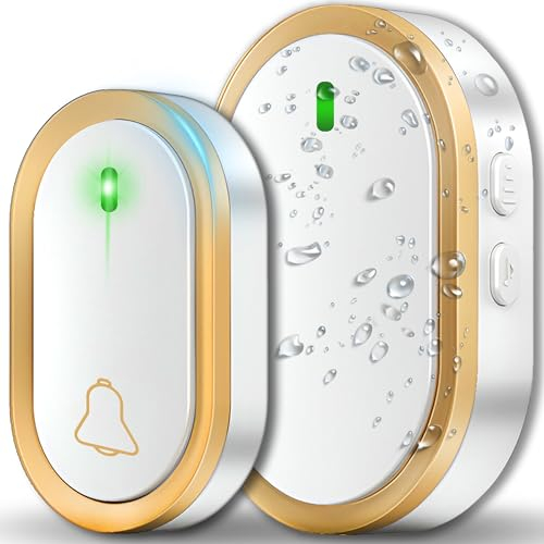 Retoo Sonnette de porte sans fil portable Portée 300 m 4 niveaux de volume Plug in sans fil pour prise de courant