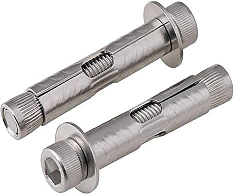 PULaif Ankerbolzen, Expansionshülse aus Edelstahl, Ankerschraubenbolzen, Expansionsbolzen M6 M8 M10 M12 Innensechskant-Innensechskantkopf 304 Edelstahl Interner Expansionsbeton ANC