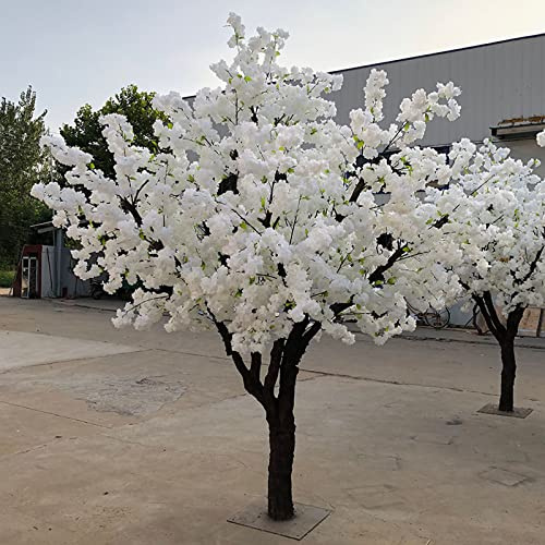 Stunning Lifelike Artificial Cherry Blossom Tree - White Sakura Flowers - Perfect Indoor/Outdoor Hotel Decoration - Wide Width - Realistic Fake Plant