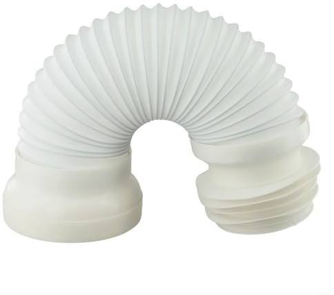 HEBEOT Slinky - Connettore flessibile per WC universale, per scarico del terreno, 250 mm - 500 mm, colore: Bianco