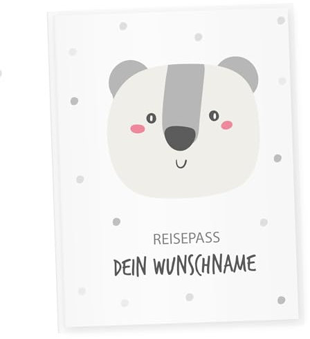 Little Fairy Tales Reisepasshülle für Kinder personalisierbar | Kinderreisepasshülle mit Personalisierung/Namen | Schutzhülle personalisierbar mit Nordic Tiere Koala