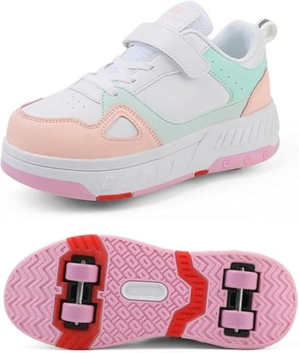 Roller Skate Shoes Rollschuhe Schuhe Mit Rollen Skateboardschuhe,Inline-Skate, verstellbar Damen Schuhe mit Rollen für mädchen,Laufen Skateboard,Inline Rollschuhe,Pink-39 EU