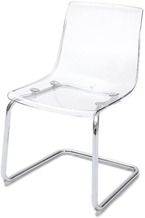 HAEKEBC Klare Esszimmerstühle Transparenter Acrylstuhl Ghost Küchenstühle Mit Silbernen Metallbeinen Moderne Plastikstühle Für Hochzeiten Restaurant Bankette(Clear)