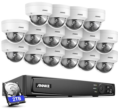 ANNKE 4K Poe Caméra de Surveillance 16CH 2To H.265+ NVR avec Caméra IP 16 X 8MP, Kit Vidéo Surveillance Filaire avec Audio, Détection Personne/Véhicule, Vision Nocturne 30M, Enregistrement 24h/24