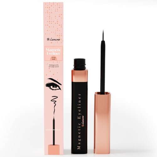 LAMORA Schwarzer Eyeliner Magnetisch für Magnetische Wimpern - Starker Halt, Natürlicher Look, Wasserfest, Einfache Anwendung - Geeignet für Alle Magnet Wimpern zu Jedem Anlass