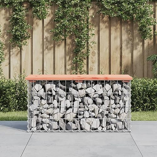Banc de jardin d'extérieur design gabion 83 x 31,5 x 42 cm en bois massif Douglas élégant Gabion meubles de jardin pour terrasse et cour (SPU : 834348)