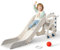 Krovtoy Scivolo per bambini, scivolo singolo con dinosauro con telaio a sfera, anello, attrezzatura per parco giochi con scivolo per bambini da 1 a 3 anni (Dinosaur-Beige grigio)