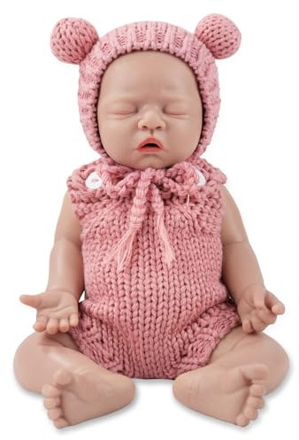 Vollence Bambola Neonata 31cm Addormentata in Silicone, Non Bambola in Vinile, Bambino Neonato Sensazione Vera - Ragazza