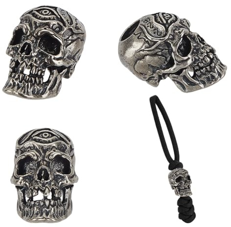 UNICRAFTALE 4 Stück Paracord Perlen Totenkopf Messer Lanyard Perlen Metallskelettkopf Perlen Perlen Im Tibetischen Stil Abstandsperlen Europäische Perlen Für Halloween Basteln Armband Loch 5.5mm