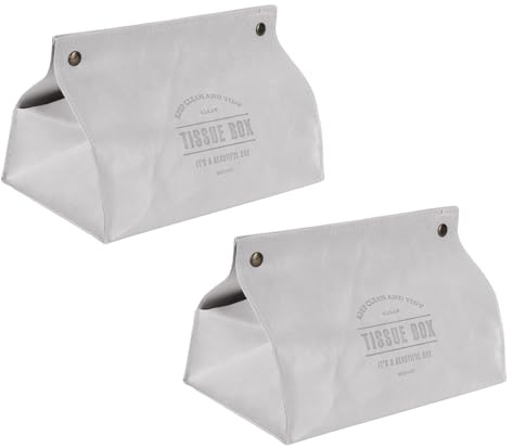 Soporte para Caja de Pañuelos, Caja de Pañuelos de Cuero PU Rectangular Funda Caja de para Papel Organizador Decorativo para Mesa Baño Coche (Gris-2Pcs)